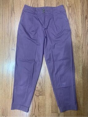 A New Day Purple Pleated Trousers Cuffed Hem Lyocell Blend Size 4 EUC